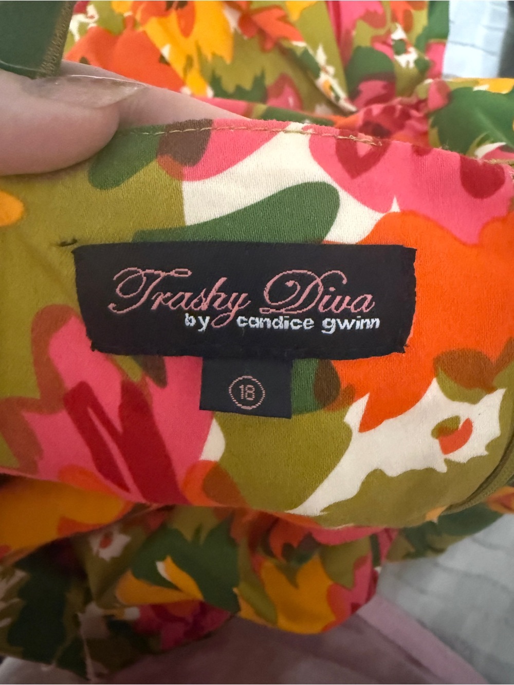 Trashy Diva Floral Dress in Pink, Orange, Olive Green - Picture 3 of 4